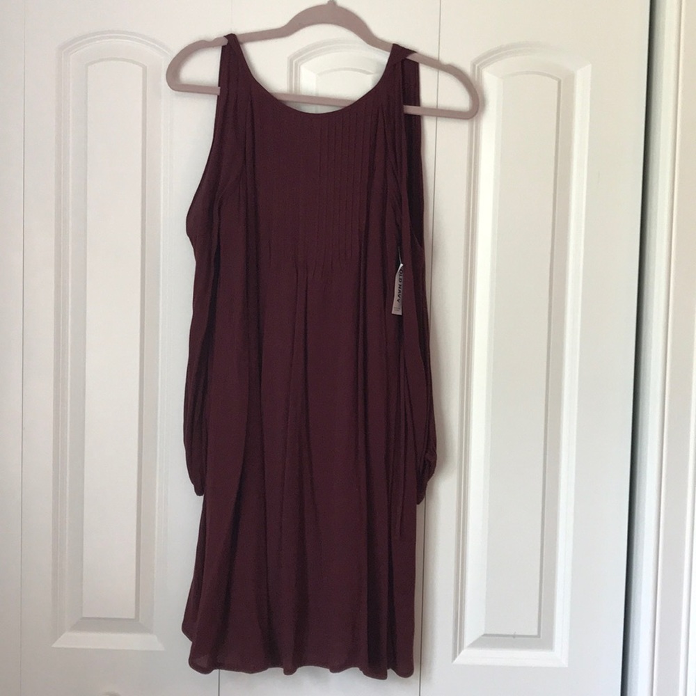 burgundy cold shoulder dress